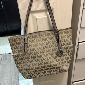 Michael Kors Tan and Brown Logo Tote